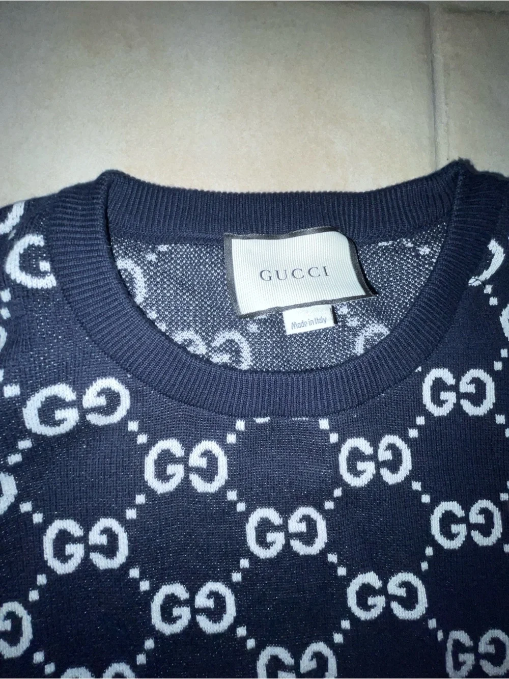 GUCCI GG jacquard blue sweater xxl designer logo luxury